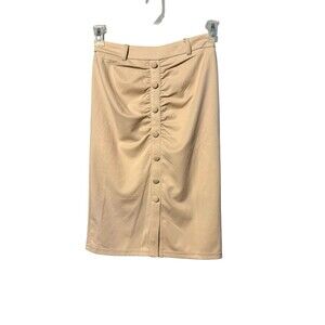 Belle Poque Pencil Skirt Size S Rosy Beige Button Front
